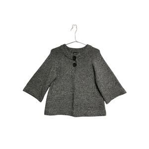 AB Studio Gray And White Women's Cardigan 3/4 Sleeve Seater - Size L